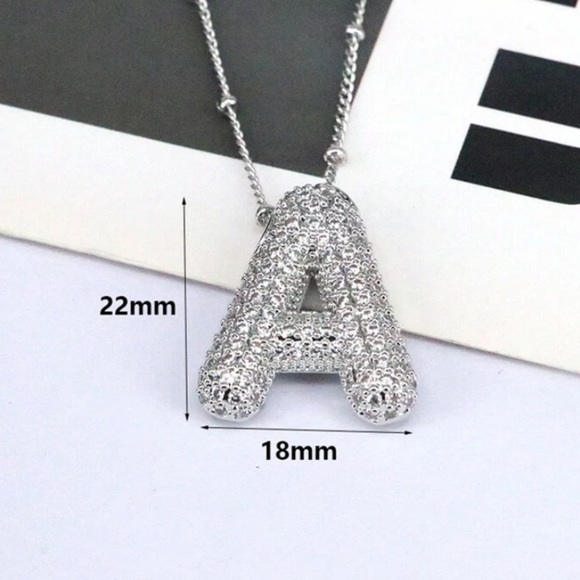 Sterling Silver Bubble Balloon Initial Necklace-Gold - Picture 5 of 5